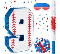 HyDren Baseball Piñata with Bat, Blindfold and Confetti, Number Piñata 16 Inch Sports Theme Party Decoration Supplies for Baseball Birthday and Celebration Events(Number 9)