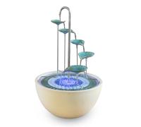 HYDRIA Large 45cm Verdigris Leaf Cascade Indoor Outdoor Water Feature, Battery Powered Fountain includes Glass Mosaic, Porcelain Bowl, Up to 100 Hours per Charge USB Charging, British Brand, Wireless