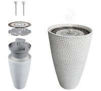 Hydria Pirene Lite White | Cordless Ready-To-Go Water Feature | Rechargeable | LED Lights | Remote Control | Works Without Solar Power | Indoor and Outdoor Fountain | British Brand