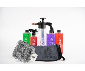 HYDRO Car Cleaning Kit, Essential Bundle with Pre-Wash, Snow Foam, Shampoo, Detail Spray, Drying Towel, Wash Mitt, Spray Bottle, Professional Detailing Set