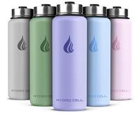 HYDRO CELL Stainless Steel Insulated Water Bottle with Straw - For Cold & Hot Drinks - Metal Vacuum Flask with Screw Cap and Modern Leakproof Sport Thermos for Adults (Lilac 40oz)