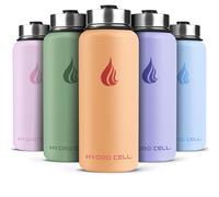 HYDRO CELL Stainless Steel Insulated Water Bottle with Straw - For Cold & Hot Drinks - Metal Vacuum Flask with Screw Cap and Modern Leakproof Sport Thermos for Adults (Peach 32oz)