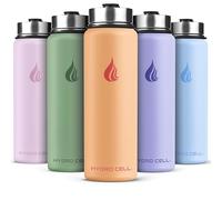 Hydro Cell Stainless Steel Insulated Water Bottle with Straw - for Cold & Hot Drinks - Metal Vacuum Flask with Screw Cap and Modern Leakproof Sport Thermos for Adults (Peach 24oz)