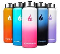 HYDRO CELL Stainless Steel Water Bottle w/Straw & Wide Mouth Lids (40oz 32oz 24oz 18oz) - Keeps Liquids Hot or Cold with Double Wall Vacuum Insulated Sweat Proof Sport Design (White/Pink 40 oz)