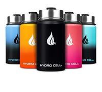 HYDRO CELL Stainless Steel Water Bottle w/Straw & Wide Mouth Lids (40oz 32oz 24oz 18oz) - Keeps Liquids Hot or Cold with Double Wall Vacuum Insulated Sweat Proof Sport Design (Black 14oz)