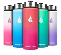 HYDRO CELL Stainless Steel Water Bottle w/Straw & Wide Mouth Lids (64oz 40oz 32oz 24oz 18oz 14oz) - Insulated Sweat Proof Sport Design (Coral/Punch - 24oz)