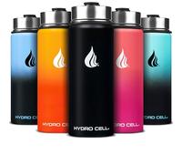 HYDRO CELL Stainless Steel Water Bottle with Straw & Wide Mouth Lids (18oz) - Keeps Liquids Perfectly Hot or Cold with Double Wall Vacuum Insulated Sweat Proof Sport Design (Black 18oz)