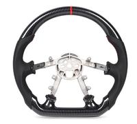 Hydro Dip Steering Wheel, Carbon Fiber Style, Perforated Leather, Red Stitching, Flat Bottom for C5 1997-2004 - Durable ABS Build, Ergonomic Grip, Stylish Car Interior Upgrade