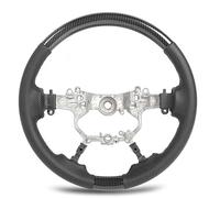 Hydro Dip Steering Wheel Perforated Leather Stitching Round Bottom Design Replacement For Land Cruiser J200 Facelift 2016 to 2021 ABS Nappa Leather Upgrade (Carbon Fiber Pattern)