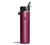 Hydro Flask 24 Oz Lightweight Wide Straw Lid - Insulated Stainless Steel Water Bottle - Hiking, Commuting Garnet Red