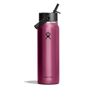 Hydro Flask 32 Oz Lightweight Wide Straw Lid - Insulated Stainless Steel Water Bottle - Hiking, Commuting Garnet Red