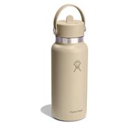 Hydro Flask Water Bottle - Insulated Stainless Steel - Wide Mouth Flex Straw Lid, Non Spill, Leakproof and Refillable in 32 Oz Tonal Oat