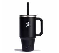 Hydro Flask - Travel Tumbler 1180 ml (40 oz) with Closable Press-In Straw Lid - Stainless Steel - Double Wall Vacuum Insulated - Splash resistant lid - Black