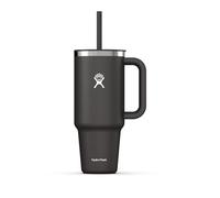 Hydro Flask - Travel Tumbler 1180 ml (40 oz) with Closable Press-In Straw Lid - Stainless Steel - Double Wall Vacuum Insulated - Splash resistant lid - Black