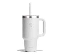 Hydro Flask - Travel Tumbler 946 ml (32 oz) | Clear Press-In Straw Lid - Stainless Steel - Double Vacuum Insulation - Splash Proof - White