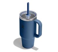 Hydro Flask - Travel Tumbler 946 ml (32 oz) with Clear Press-in Straw Lid - Stainless Steel - Double Wall Vacuum Insulated - Splash Resistant - Harbor Blue