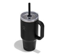 Hydro Flask - Travel Tumbler 946 ml (32 oz) with Clear Press-in Straw Lid - Stainless Steel - Double Wall Vacuum Insulated - Splash Resistant - Black