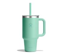 Hydro Flask - Travel Tumbler 946 ml (32 oz) with Clear Press-in Straw Lid - Stainless Steel - Double Wall Vacuum Insulated - Splash Resistant - Mermaid Green