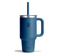 Hydro Flask - Travel Tumbler 946 ml (32 oz) | Clear Press-In Straw Lid - Stainless Steel - Double Vacuum Insulation - Splash Proof - Harbor Blue