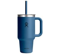 Hydro Flask - Travel Tumbler 710 ml (24 oz) with Clear Press-in Straw Lid - Stainless Steel - Double Wall Vacuum Insulated - Splash Resistant - Harbor Blue