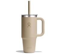 Hydro Flask - Travel Tumbler 710 ml (24 oz) with Clear Press-in Straw Lid - Stainless Steel - Double Wall Vacuum Insulated - Splash Resistant - Oat