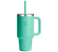 Hydro Flask - Travel Tumbler 710 ml (24 oz) with Clear Press-in Straw Lid - Stainless Steel - Double Wall Vacuum Insulated - Splash Resistant - Mermaid Green