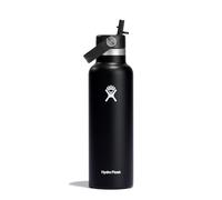 Hydro Flask - Water Bottle 621 ml (21 oz) - Vacuum Insulated Stainless Steel Water Bottle with Flex Straw Cap - Standard Mouth - Black