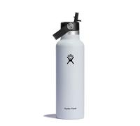 Hydro Flask - Water Bottle 621 ml (21 oz) - Vacuum Insulated Stainless Steel Water Bottle with Flex Straw Cap - Standard Mouth - White