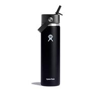 HYDRO FLASK - Water Bottle 709 ml (24 oz) - Vacuum Insulated Stainless Steel Water Bottle with Flex Straw Cap - BPA-Free - Wide Mouth - Black