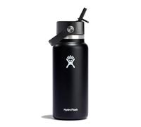 Hydro Flask Wide Mouth Water Bottle 946 ml (32 oz) with Flex Straw Cap One Size Black
