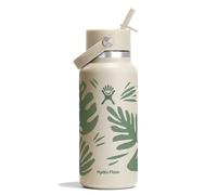Hydro Flask Water Bottle - Insulated Stainless Steel - Wide Mouth Flex Straw Lid, Non Spill, Leakproof and Refillable in 32 Oz Botanical Bliss Coconut
