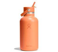 Hydro Flask Water Bottle - Insulated Stainless Steel - Wide Mouth Flex Straw Lid, Non Spill, Leakproof and Refillable in 64 Oz Nectar Orange