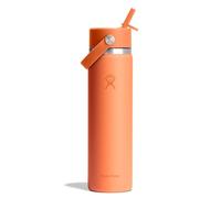 Hydro Flask Water Bottle - Insulated Stainless Steel - Wide Mouth Flex Straw Lid, Non Spill, Leakproof and Refillable in 24 Oz Nectar Orange