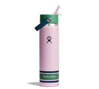 Hydro Flask Water Bottle - Insulated Stainless Steel - Wide Mouth Flex Straw Lid, Non Spill, Leakproof and Refillable in 24 Oz Campus Pink