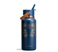 Hydro Flask Water Bottle - Insulated Stainless Steel - Wide Mouth Flex Straw Lid, Non Spill, Leakproof and Refillable in 32 Oz Western Dark Blue