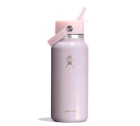 Hydro Flask Water Bottle - Insulated Stainless Steel - Wide Mouth Flex Straw Lid, Non-Spill, Leakproof and Refillable in 32 Oz Glimmer Pink