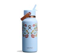 Hydro Flask Water Bottle - Insulated Stainless Steel - Wide Mouth Flex Straw Lid, Non Spill, Leakproof and Refillable in 32 Oz Western Light Blue
