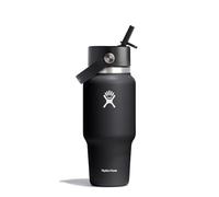 Hydro Flask - Wide Flex Straw Travel Bottle 710ml (24 oz) - Leakproof, Insulated, Cupholder Compatible - Keeps Drinks Cold 24 Hrs - Flex Straw Cap - Black