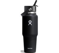 Hydro Flask - Wide Flex Straw Travel Bottle 946 ml (32 oz) | Stainless Steel, Leakproof, Fits Most Cupholders - Insulated Cold 24 Hrs - Wide Mouth, Ice Cube Friendly - Black