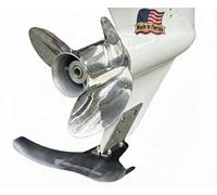 Hydro-Shield L-35 Hydrofoil Boat Stabilizer for 100+ HP Motors - Skeg-Mounted Thermoplastic Shield with Stainless Steel Mounting Bracket - Large Size Fin for Boats 18 Feet and Greater