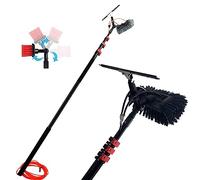 Hydro Telescopic Window Cleaning Brush with Squeegee - 12m Pole & 50cm Head for Solar Panel Cleaning, Water Delivery Hose Included, 20FT Reach for Easy Use