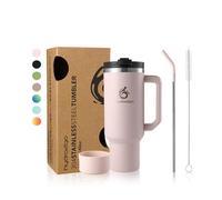 hydro2go Thermos Cup with Straw - Keeps Drinks hot for 10 Hours, Cold for 12 - Dishwasher Safe, BPA-Free - Travel Mug for hot & Cold Drinks (Pink, 1200 ml)