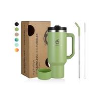 hydro2go Mug with Straw - Keeps Drinks hot for 10 Hours, Cold for 12 - Dishwasher Safe, BPA-Free - Travel Mug for hot & Cold Drinks (Green Tea, 1200 ml)
