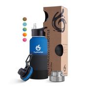 hydro2go Stainless Steel Water Bottle - BPA-Free Bottle for Kids, School, Sports & Outdoor - Keeps Drinks Hot for up to 12H and Cold for up to 24H - Includes 3 Drinking Caps - 950 ml (Space)