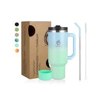 hydro2go Mug with Straw - Keeps Drinks hot for 10 Hours, Cold for 12 - Dishwasher Safe, BPA-Free - Travel Mug for hot & Cold Drinks (Lagoon, 1200 ml)