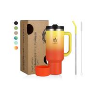 hydro2go Thermos Cup with Straw - Keeps Drinks hot for 10 Hours, Cold for 12 - Dishwasher Safe, BPA-Free - Travel Mug for hot & Cold Drinks (Sun, 1200 ml)