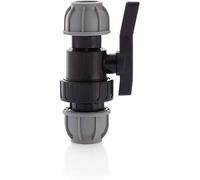 HYDROBIL Water Pipe Plumbing Fittings, 20mm x 20mm Muff with Ball Valve, MDPE Plastic Pipe, 10 Bar, Max. Temp. 45°C, Clamp MDPE Fittings, Outside Tap Connector, Garden Pipe Connector