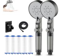 HydroBoost High Pressure 5-Mode Filtered Shower Head, Built-in Power Wash for Hard Water (2pcs)