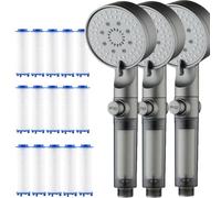 Hydroboost High Pressure 5-Mode Filtered Shower Head, Filtered Shower Head with Handheld, Built-in Power Wash for Hard Water, Turbocharged Large Flow Filter Bath Home, Easy Installation (3pcs)