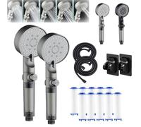 HydroBoost High Pressure 5-Mode Filtered Shower Head, Handheld Removable Filter Showers Heads,Adjustable Multi-Functional Showers with Power Wash for Hard Water (2pcsA)
